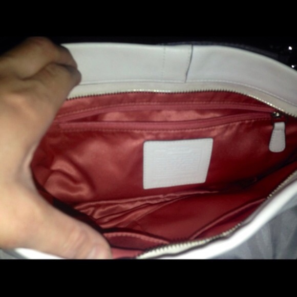 NEW White leather Coach Carly with gray accents